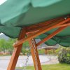 Outsunny 3 Seater Garden Swing Seat with Canopy, Wooden Swing Chair, Outdoor Hammock Bench for Balcony Patio Porch, Green