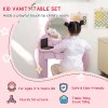 ZONEKIZ Kids Dressing Table, Kids Vanity Table, Girls Dressing Table with Mirror, Stool, Drawer, Storage Boxes, Cat Design, for Ages 3-6 Years - Pink