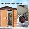 Outsunny 9 x 6ft Metal Garden Shed, House Hut Gardening Tool Storage with Ventilations, Sliding Door, Sloped Roof for Garden, Patio, Brown Wood Effect