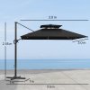 Outsunny 3.5x3 m Garden Cantilever Parasol with Solar LED Lights and Centre Light, UPF50+ Aluminium Patio Umbrella with 360 Rotation and Tilt, Hanging Sun Shade with Cross Base, Crank Handle, Black