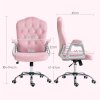 Vinsetto Home Office Chair, Velvet Computer Chair, Button Tufted Backrest with Swivel Wheels, Adjustable Height and Tilt Function, Pink