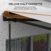 Outsunny 3.5 x 2.5m Electric Awning with Remote Controller, Aluminium Frame Retractable Awning, Half Cassette Sun Canopies for Patio Deck Door Window, Light Grey