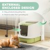 PawHut Cat Litter Tray with Lid, Cat Litter Box with Deodorisation Bags, Scoop, Top Entry, Litter Tray with Drawer Pan, Green