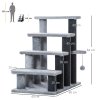PawHut Pet Stairs, Cat Tree Climb Ladder with 4-step Stair, Scratching Posts, Platforms, Toy Ball, for Indoor Cats, Grey