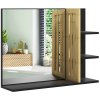 HOMCOM Modern Bathroom Mirror with Shelf, Wall-mounted Vanity Mirror with 4 Storage Shelves and Bamboo Panel for Make Up