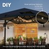 Outsunny 3 x 3 m Cantilever Parasol with Hydraulic Opening, Heavy Duty Aluminium Hanging Garden Parasol, Double Top Square Patio Umbrella with 360° Rotation, 8 Ribs, Cross Base, Grey