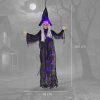 Outsunny 183 cm Life Size Halloween Animated Hanging Witch with Glowing LED Eyes & Body, Spooky Witch Scary Halloween Decorations, Battery Operated, Indoor Party Props
