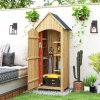 Outsunny Small Shed, Wooden Garden Storage Shed with 3 Shelves, Outdoor Tool Storage Cabinet with Tilt Roof and Lockable Door, 77.5 x 54.2 x 179.5 cm, Natural