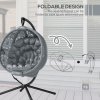 Outsunny Outdoor Hanging Chair, Swing Chair with Metal Stand, Thick Padded Cushion, Foldable Basket and Side Pocket, for Indoor and Outdoor, Charcoal Grey