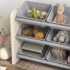 AIYAPLAY Kids Toy Storage Units, 3 Tier Toys Storage Organiser with 6 Storage Boxes, for Bedroom, Playroom, Nursery, 76 x 37 x 60cm, Grey