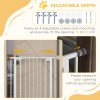 PawHut Extra Tall Dog Gate with Cat Flap, Pet Safety Gate for Doorways Stairs with Auto Close Double Locking, 104 cm Tall 74-80 cm Wide, White