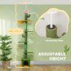 PawHut Floor-to-Ceiling Cat Tree, 230-275cm Height Adjustable Cat Tower, 6-Level Activity Centre for Indoor Cats with Scratching Posts, Cat House, Hammock, Toy Ball, Green