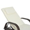 Outsunny Rattan Sun Lounger, Garden Lounger Recliner with Wheels and Adjustable Backrest, Outdoor Reclining Sunbed Garden Chair with Cushion and Headrest for Patio, Beach, Terrace, Brown