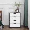 HOMCOM Chest of Drawers, 4 Drawers Cabinet Storage Organiser Unit with Handles for Bedroom, Living Room, White and Black