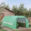 Outsunny 6 x 3 x 2 m Polytunnel Greenhouse with Roll-up Side Walls, Walk-in Grow House Tent with Steel Frame, Reinforced Cover, Zipped Door and 12 Mesh Windows for Garden, Green