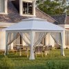 Outsunny 3.6 x 3.6 m Pop up Gazebo with Netting and Wheeled Carry Bag, UPF50+ Height Adjustable Party Tent Instant Canopy Sun Shade Shelter, Light Grey