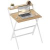 HOMCOM Folding Desk with Monitor Shelf, 70 cm Foldable Computer Desk for Small Spaces, Space Saving Writing Table Workstation for Home Office, Study, Easy Assembly