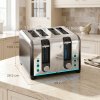 HOMCOM 4 Slice Toaster with 7 Browning Levels, Reheat, Defrost and Cancel Functions, Self-Centring Slots, Auto Shut-Off, Removable Crumb Tray, 1860W, Black