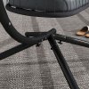 Outsunny Outdoor PE Rattan Swing Chair with Cushion, Foldable Basket Patio Hanging Chair with Metal Stand, 360 degree Rotation Spring Hook, Basket Height Adjust with Metal Chain, Grey