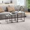HOMCOM Nesting Tables Set of 3, Side End Table with Faux Marble Effect Top and Steel Legs for Living Room, Bedroom, White