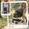 PawHut Dog Stroller, Pet Stroller, Foldable Dog Cat Travel Pushchair with Reversible Handle, EVA Wheels, Brake, Basket, Adjustable Canopy, Safety Leash, for Small Dogs, Grey