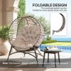 Outsunny Egg Chair with Soft Cushion, Outdoor Lounge Chair with Steel Frame and Side Pocket, Garden Leisure Seat for Indoor, Outdoor, Light Grey