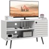 HOMCOM TV Stand Cabinet for  TVs, TV Unit with Open Shelves, Soft-close Door and Cable Holes, Entertainment Unit for Living Room
