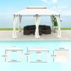 Outsunny 3 x 4m Garden Gazebo with Sides, Double Roof Metal Gazebo, Outdoor Gazebo Canopy Shelter for Patio, Deck, Cream White