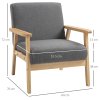 HOMCOM Accent Chair Wood Frame with Thick Linen Cushions Wide Seat Armchair Home Furniture Bedroom Office Grey