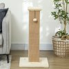 PawHut Cat Scratching Post for Indoor Cats, 81cm Cat Scratcher, Vertical Full Scratcher with Natural Jute Rope, Hanging Ball and Soft Plush, Beige