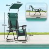 Outsunny Zero Gravity Lounger Chair, Folding Reclining Patio Chair with Shade Cover, Padded Seat, Cup Holder, Soft Cushion and Headrest for Poolside, Camping, Green