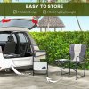 Outsunny Aluminium Directors Chair, Folding Camping Chair for Adults with Side Table, Cup Holder, Cooler Bag and Pocket, Up to 120 kg, Grey