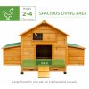 PawHut Wooden Chicken Coop, Poultry Cage with Nesting Boxes, Tray, Hen House for 2-4 Chickens, Yellow