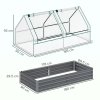 Outsunny Raised Garden Bed with Mini Greenhouse, Outdoor Metal Planter Box with Cover, for Herbs and Vegetables, Use for Patio, Garden, Balcony, White and Dark Grey