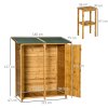 Outsunny Small Shed, Wooden Garden Shed with Flexible Table, Hooks and Ground Nails, Lockable Tool Shed with Asphalt Roof, 140 x 75 x 157cm, Natural