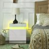 HOMCOM High Gloss Front Bedside Table, Nightstand with RGB LED Light and 2 Drawers, Chest of Drawers for Bedroom, Living Room, White