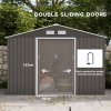 Outsunny 9 x 6ft Metal Garden Shed, Outdoor Storage Tool House with Ventilation Slots, Foundation Kit and Lockable Double Doors, Grey