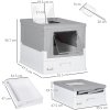 PawHut Cat Litter Tray with Hood Enclosed Cat Litter Box Pet Toilet w/ Lid, Scoop, Front Entry, 47.5 x 35.5 x 36.7cm - Grey