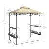 Outsunny 8' x 5' Grill Gazebo Canopy, Double Tiered Outdoor BBQ Gazebo Shelter with 2 Side Shelves, Storage Baskets, Hook for Garden, Patio, Barbecue, Picnic, Beige