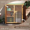 Outsunny Wooden Garden Storage Shed, Tool Cabinet Organiser with Shelves and Double Door, 110 x 55 x117cm, Yellow