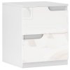 HOMCOM Bedside Table, Bedside Cabinet with 2 Drawers, Modern Side Table with Storage for Bedroom, Living Room, High Gloss White