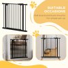 PawHut Dog Gate Stair Gate Pressure Fit Pets Barrier Auto Close for Doorway Hallway, 74-80cm Wide Adjustable, Black