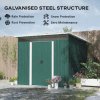 Outsunny 8.5 x 6ft Metal Shed with Lightsky Panels, Garden Storage Tool House with Double Doors for Garden, Patio and Lawn, Green