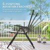 Outsunny Rattan Folding Chair Outdoor, 5-Position Adjustable Wicker Garden Dining Chair with High Backrest, Wide Armrest, for Patio, Terrace, Balcony, Grey
