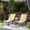 Outsunny Sun Loungers for Garden Set of 2, 5-Level Adjustable Reclining Sun Lounger Chairs, Flat Garden Lounger Sunbed with Texteline Seat, Steel Frame for Patio, Beach, Khaki