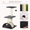 PawHut Cat Tree Tower for Indoor Cats, 72cm Climbing Activity Centre w/ Sisal Scratching Post, Pad, Arc Perch, Hanging Ball, Toy - Black