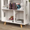 ZONEKIZ Toy Storage Shelf, 3 Tier Children Bookcase, Kids Bookshelf with Six Cubes, for Playroom, Nursery, Bedroom, Kids Room - White