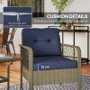 Outsunny 3 Pieces Rattan Bistro Set, Wicker Garden Furniture Set with Glass Top Coffee Table and Chairs, Thickened Cushions for Outdoor, Patio, Balcony, Charcoal Grey