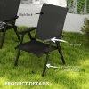 Outsunny Set of 4 Folding Chair, Garden Chair Set with Breathable Mesh Back and Seat, Outdoor Camping Chairs with Armrests, Steel Frame for Deck Balcony, Black