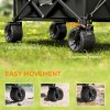 Outsunny 110L Festival Trolley on Wheels, Folding Camping Trolley Cart with Telescopic Handle, Carry Bag and All-Terrain Big Wheels, for Garden, Beach, Fishing, Black